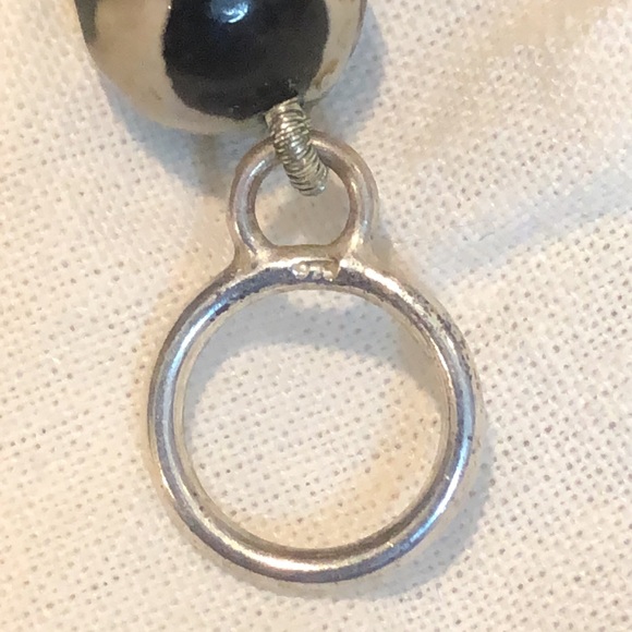 Simon Sebbag Black White Agate Sterling Silver Necklace - Picture 9 of 11